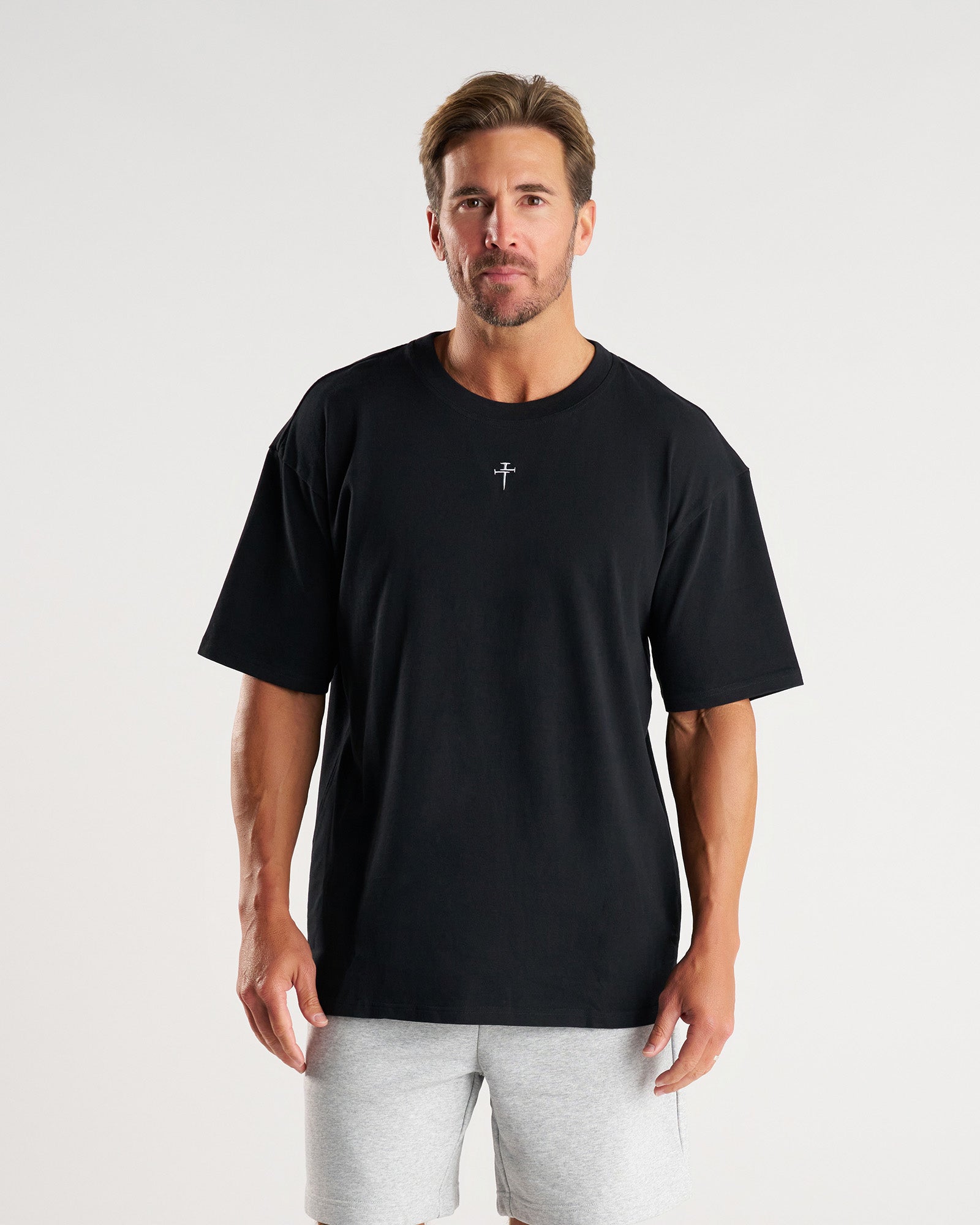 Heavyweight Cotton Oversized Tee "FHG" - Black