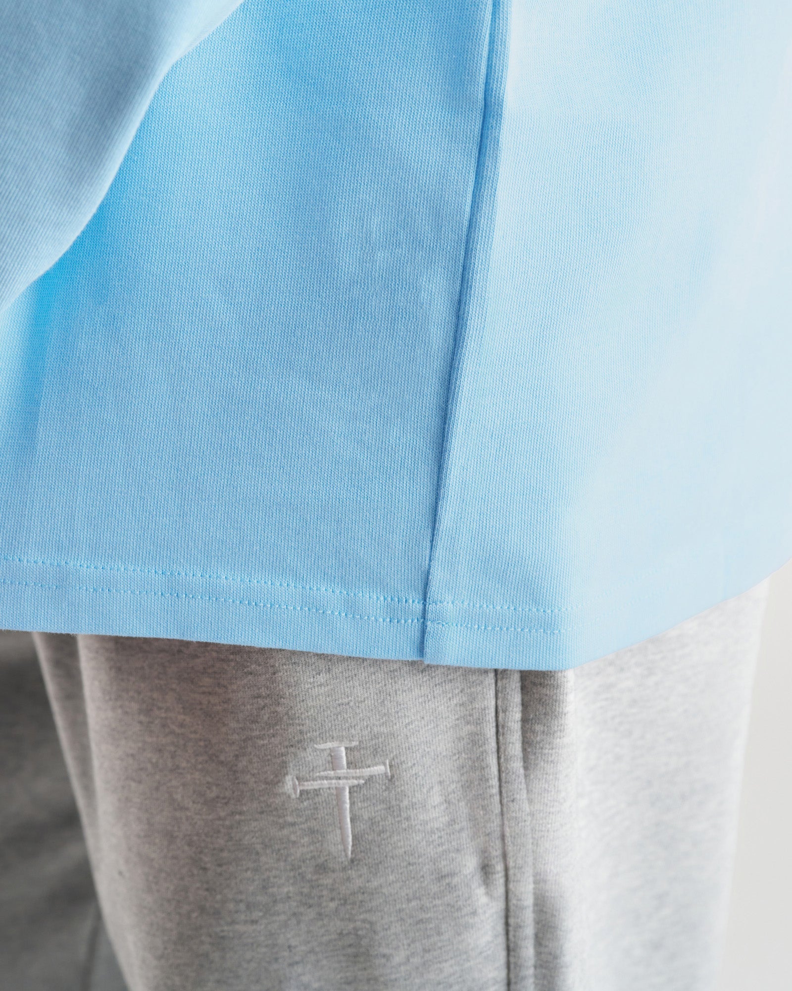 Heavyweight Cotton Oversized Long Sleeve "FHG" - Sky Blue