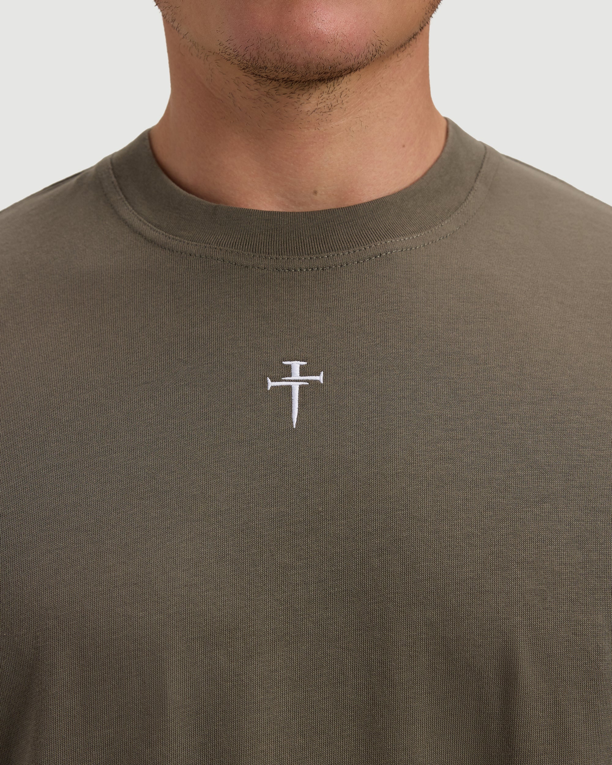 Heavyweight Cotton Oversized Tee "FHG" - Sage