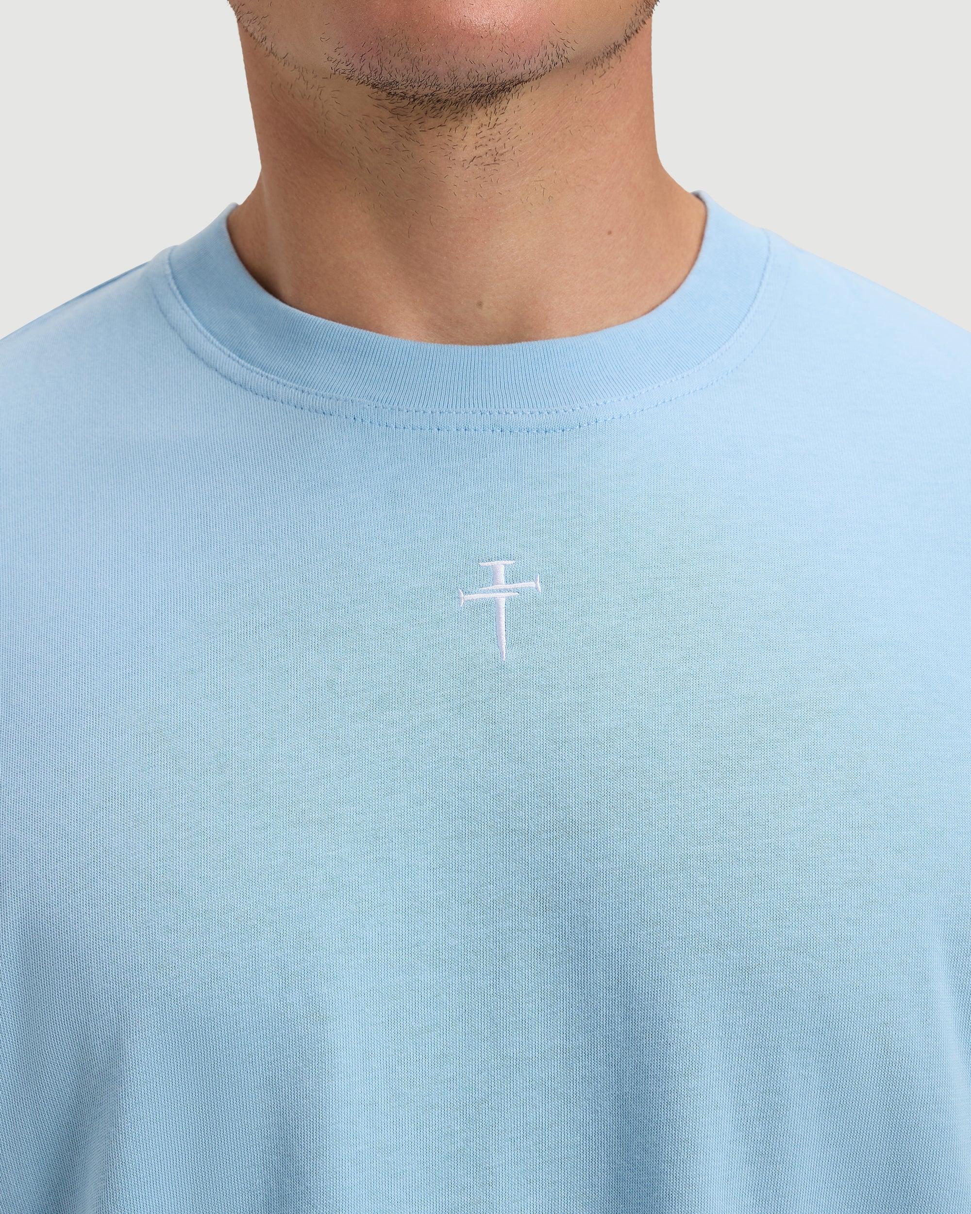 Heavyweight Cotton Oversized Tee - Sky Blue