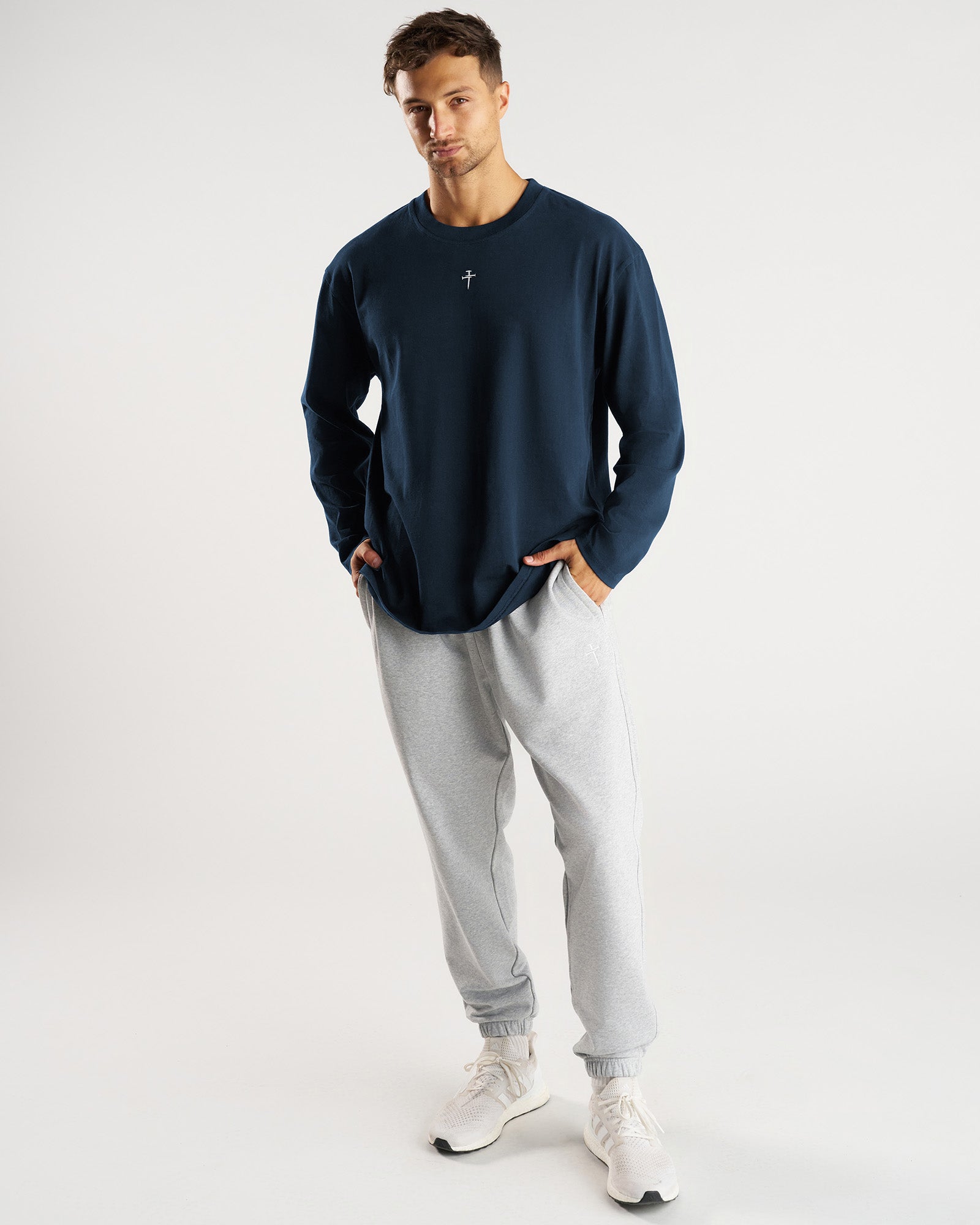 Heavyweight Cotton Oversized Long Sleeve "FHG" - Midnight Navy