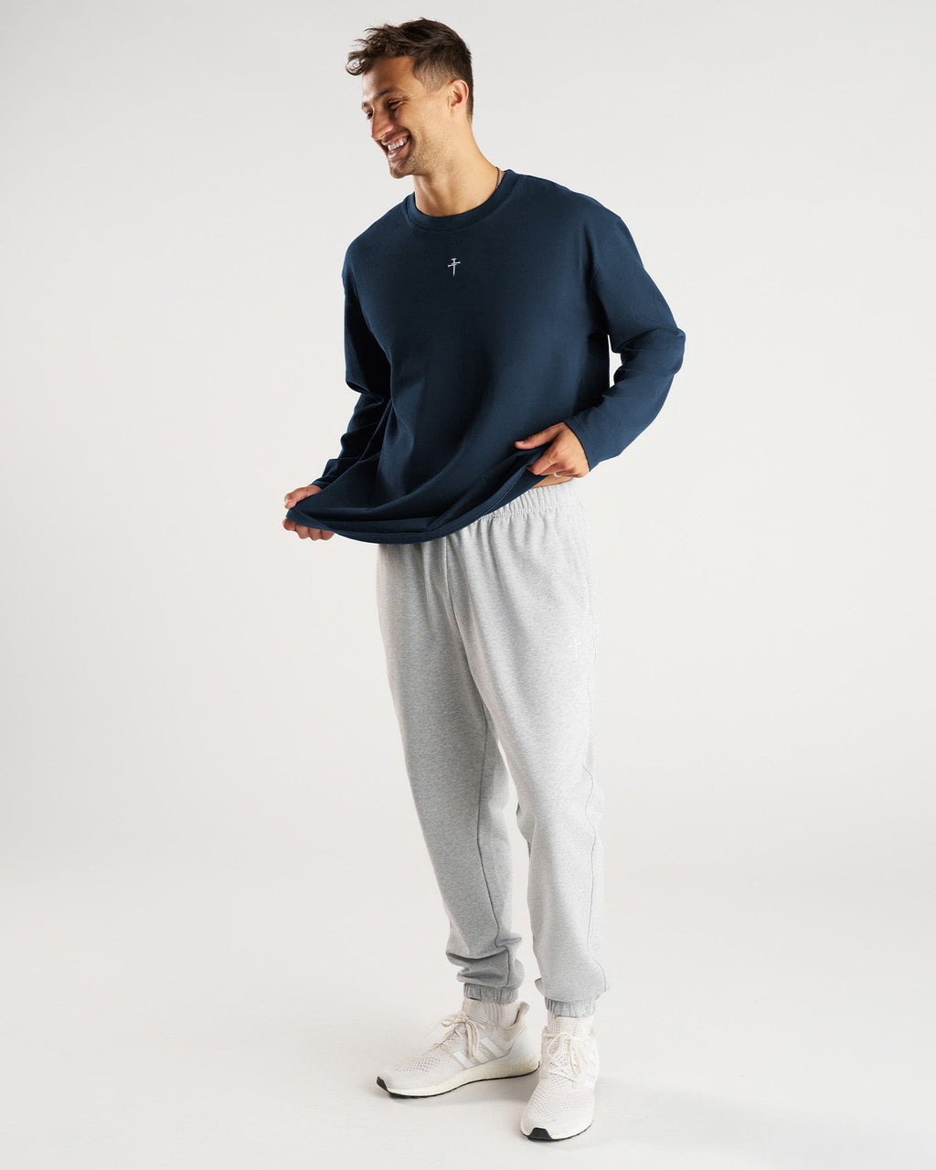 Heavyweight Cotton Oversized Long Sleeve "FHG" - Midnight Navy