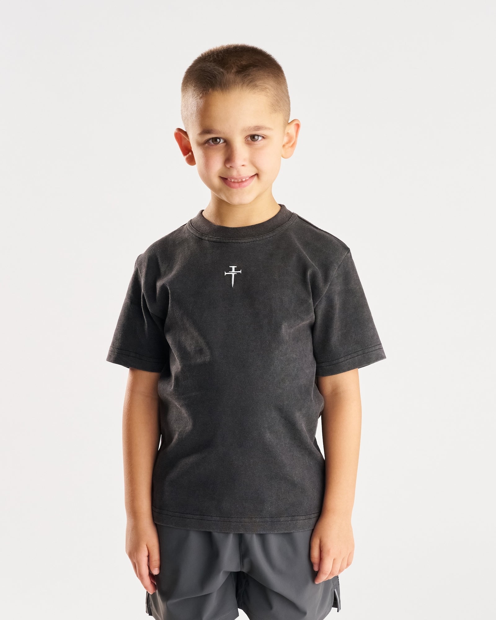 Youth Heavyweight Cotton Oversized Tee "FHG" - Acid Wash