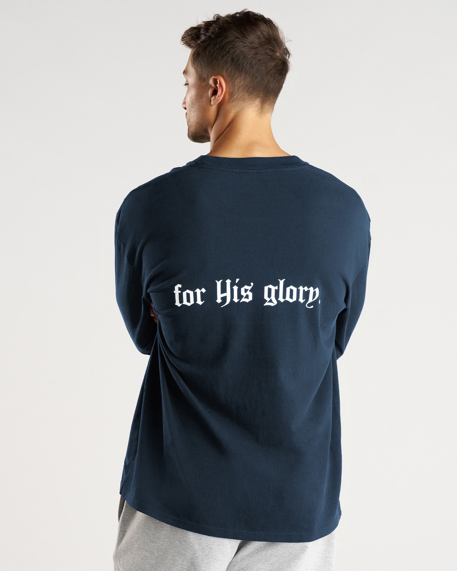 Heavyweight Cotton Oversized Long Sleeve "FHG" - Midnight Navy