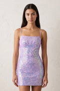 Sparkly Lavender Sequin Backless Bodycon Mini Party Dresses