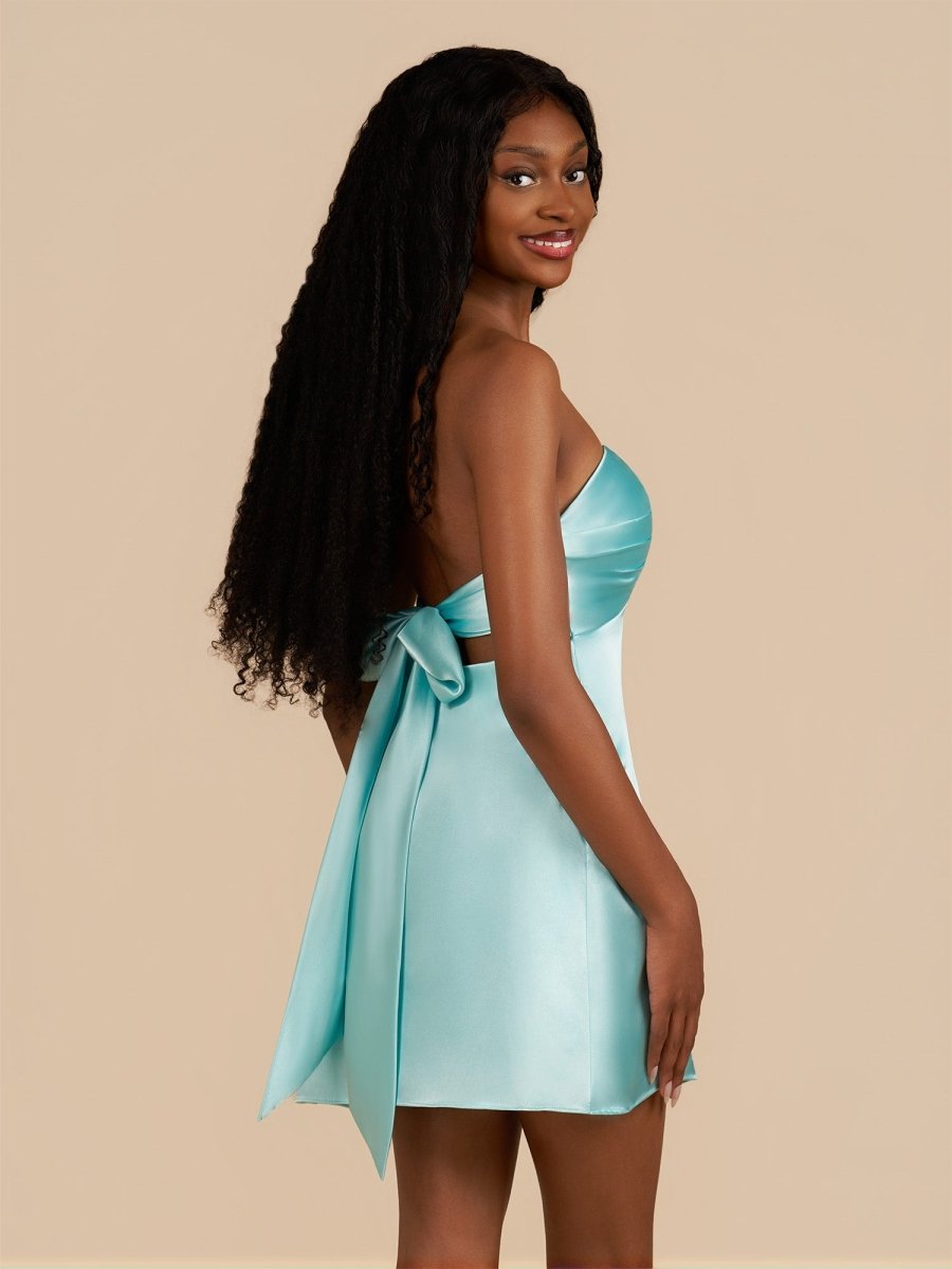 Aqua Sweetheart A Line Short Homecoming & Cocktail Dresses With Keyhole